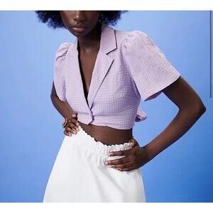 Zara Cropped Gingham Top